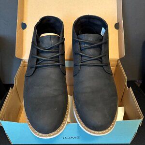 Toms Men's Navi Chukka Boots, New, Black Ankle Lace up, US Size 8.5